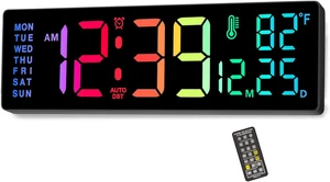 14.2" Large Display Digital Wall Clock with Date Day of Week Temp Timer, Electri - Picture 1 of 12