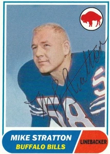DECEASED BUFFALO BILLS 2X AFL CHAMP MIKE STRATTON SIGNED CUSTOM CARD RARE - Picture 1 of 2