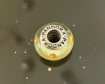 PANDORA ЖЕЛТЫЙ И ОРАНЖЕВЫЙ ГОРОШЕК МУРАНСКОГО СТЕКЛА ПОДВЕСКА СЕРЕБРО 925 ЭЛЬ - Изображение 1 из 3