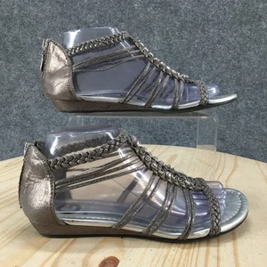 G by Guess Sandals Women 7M Bronze Jonsie Rhinestone Braided Gladiator Zip - Picture 1 of 16