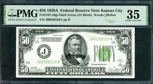 US FEDERAL RESERVE NOTE 1928A $50 FR# 2101-Jdgs WOODS-MELLON PMG CHVF 35 A49 - Picture 1 of 2