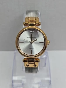 Womens Anne Klein Gold Tone With Silver Tone Bracelet Watch Diamond New Battery - Picture 1 of 9