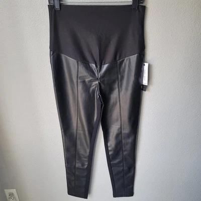 Nuevo con etiquetas Legging Pantalón Combinado Tejido Ponte Cuero Vegano Tribal Maternidad, Mediano Foto 1 de 4