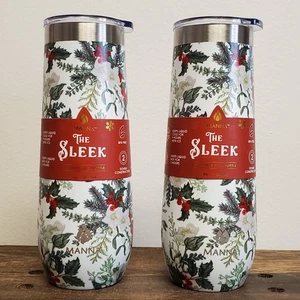 2x Manna The Sleek HOLLY BERRY Christmas Stainless Steel Tumbler Bottle Cold Hot - Picture 1 of 6