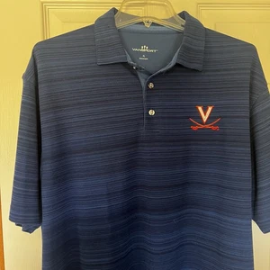 Vansport Virginia Cavaliers Polo Shirt Men’s XL Blue Stripes Short Sleeve EUC - Picture 1 of 4