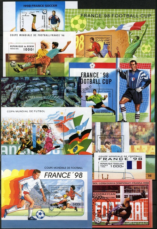 Football World Cup France 1998, 10 different Miniature sheets VFU cat + €30 - Image 1 of 1