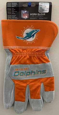 MIAMI DOLPHINS DURABLE HEAVY DUTY WORK GLOVES NEW 🐬 Cover