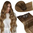  Hair Extensions Clip ins Ombre Medium 12 Inch 1-32 #6/8/14 Brown Balayage