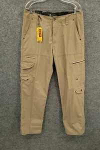 Micros Cargo Pants Mens 34x32 Mid Rise Straight Pockets Logo Beige Khaki NWT - Picture 1 of 20