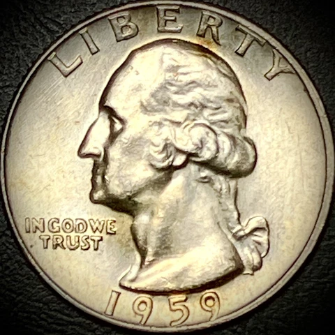 1959 D Washington Quarter - Unc, Toned - 90% Silver 25C Cover