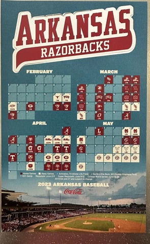 Arkansas Razorbacks Baseball 2023 SEC Schedule Logo Magnet Cover