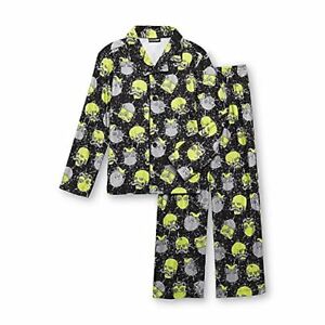  Joe Boxer Micro Jersey Pajama 2 Piece Set Skulls with Mustache X-Small 4-5