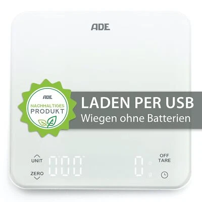 Digitale Küchenwaage mit Akku - Aufladung per USB ohne Batterie | präzise Kaf... - Bild 1 von 4