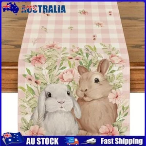 AU Easter Rabbit Rectangle Table Cloth Dining Tabletop Cover (Pink Two Rabbits) - Picture 1 of 10