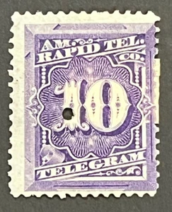 Travelstamps: 1881 US STAMP SCOTT 1T4 "Rapid Tel Telegraph Numeral 10”, 10 CENT - Picture 1 of 5