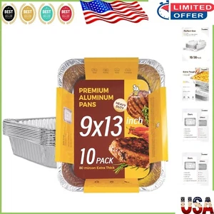 Premium 9x13 Disposable Aluminum Baking Pans - 10-Pack, Oven Safe & Eco-Friendly - Picture 1 of 10