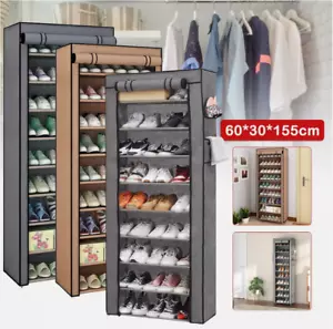 27 Pairs 10 Tier Shoes Rack Cabinet Storage Organizer Stand with Dustproof Cover - Picture 1 of 24