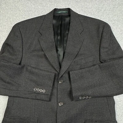 Vintage 90s Y2K Chaps Ralph Lauren Houndstooth Wool Blazer Mens 44L  Sport Coat - Image 1 of 4