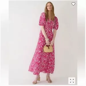 J. Crew Collection Puffärmel V-Ausschnitt Maxikleid in drapischem Blumenmuster - Bild 1 von 8