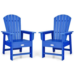 Set of 2 Patio Kids’ Adirondack Chair Seat Weather Resistant for Ages 3-8 Blue - Picture 1 of 7