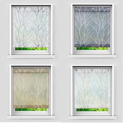 Durchscheinendes Raffrollo Ösenrollo Voile Raffgardinen mit Haken ohne Bohren - Bild 1 von 4