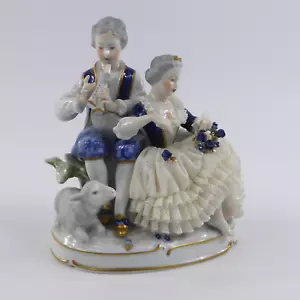 Figura de porcelana Unterweissbach Turingia figura de encaje pareja musical 16,5 cm - Imagen 1 de 23