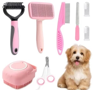 Juego de 8 cepillos de aseo para perros, con cortaúñas y limas para mascotas, peine antipulgas y etc! - Imagen 1 de 6