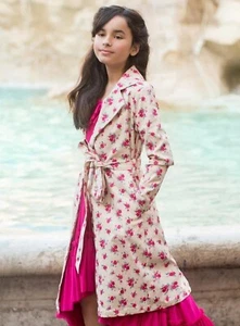 Joyfoie Girl's Preseley Trench Coat in Pink Floral Size 12 NWT School Vacation - Picture 1 of 10