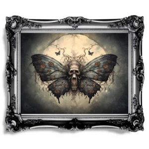 Death Head Moth Gothic Wall Art Moody Painting Dark Cottagecore Decor Gothic Pos - Picture 1 of 22