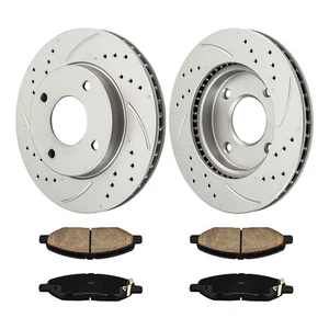 259.7mm Front Drilled Rotors Brake Pads for Nissan Versa 1.6L 2009 2010 2011 - Foto 1 di 13