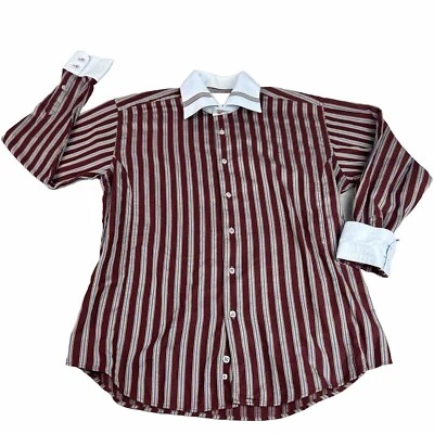 Bogosse Flip Cuff Dress Shirt Mens Sz 5 (XL) Cotton Striped Long Sleeve Hipster - Image 1 of 4