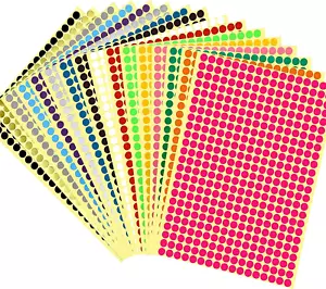 6528 Pieces Colored Dot Stickers, 1/4" Small Color Labels Coding Circle Round Co - Picture 1 of 12