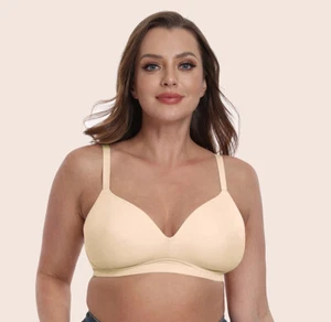 Non Wired T-Shirt Bra Ladies Full Cup Bra Moulded Bra Smooth Lightly Padded Bras - Picture 1 of 13