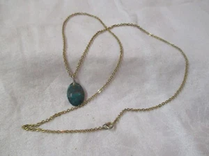 Vintage gold tone Necklace with Turquoise Stone Pendant - Picture 1 of 4