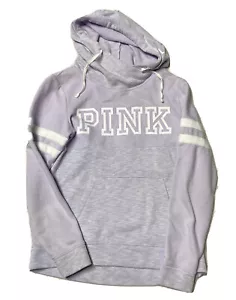 PINK By Victorica's Secret Purple Hooded Pullover Spellout Sweatshirt Women's SP - Picture 1 of 5