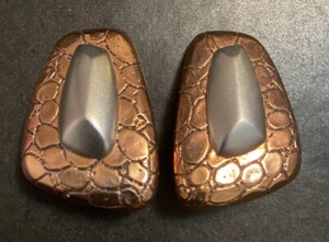 Runway Vintage Monet Copper & Silver Clip On Earrings Signed Statement Jewelry - Picture 1 of 7