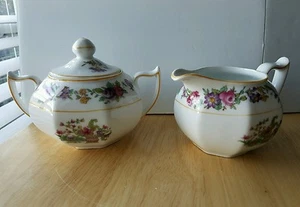 Z S & C BAVARIA PORCELAIN Double Handle SUGAR BOWL W/LID & CREAMER - Floral - Picture 1 of 10