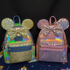 *Backpack Set* Disney Parks 50th Anniversary Iridescent Pink & Blue Loungefly - Picture 1 of 10