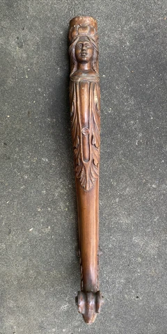 Antique Carved Wood Table Leg Caryatid Lady Figure 30" Cabriole #A Cover