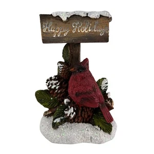 Happy Holidays Cardinal Gathering Figurine Christmas Decoration Bird Glitter c - Picture 1 of 10