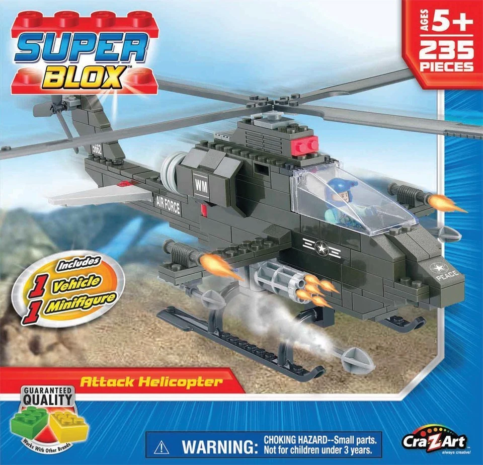 Cra-Z-Art Superblox Attack Helicopter - 235 Pieces Play Set 235 Pcs Brand New! - Image 1 of 1
