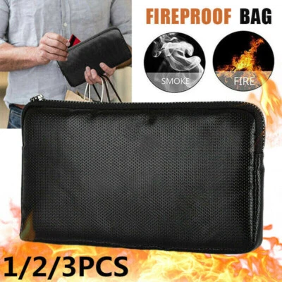 3X Fireproof Document Bags Waterproof Money Bag File Folder Cash Pouch Safe Case - Image 1 of 4