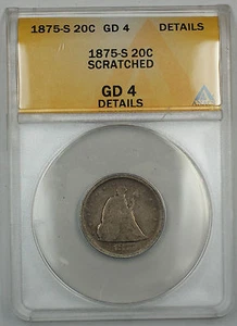 1875-S Seated Liberty 20 Cent Piece, ANACS GD-4 Details (Scratched) - Picture 1 of 2