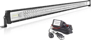 AUXTINGS 52" 675W LED Light Bar Triple Row 6000K + Remote Strobe Harness Kit - Picture 1 of 12