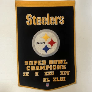 Pittsburgh Steelers Wool Pennant Banner 24x36" Flag Super Bowl Champion NFL 2006 - Foto 1 di 9
