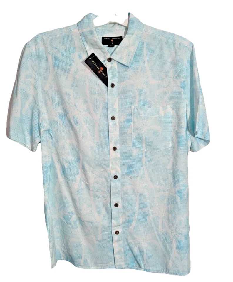 Camisa Hawaiana Margaritaville Para Hombre Manga Corta XL Azul Vidrio Nueva con Etiquetas Foto 1 de 4