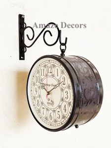 Orologio da parete bifacciale in metallo - orologio decorativo da interno esterno double face - Foto 1 di 7