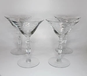 MCM Morgantown Palm Optic Martini Glasses Clear Vintage Set of 4 - Picture 1 of 8