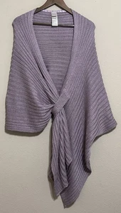 Sciarpa scialle Chicos avvolgente con fori per le braccia L/XL viola polvere maglia a costine manica corta - Foto 1 di 7