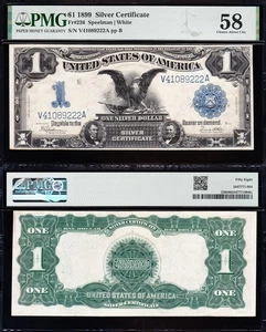Amazing Crisp HIGH GRADE 1899 $1 "BLACK EAGLE" Silver Cert.! PMG 58! 89222A - Picture 1 of 3